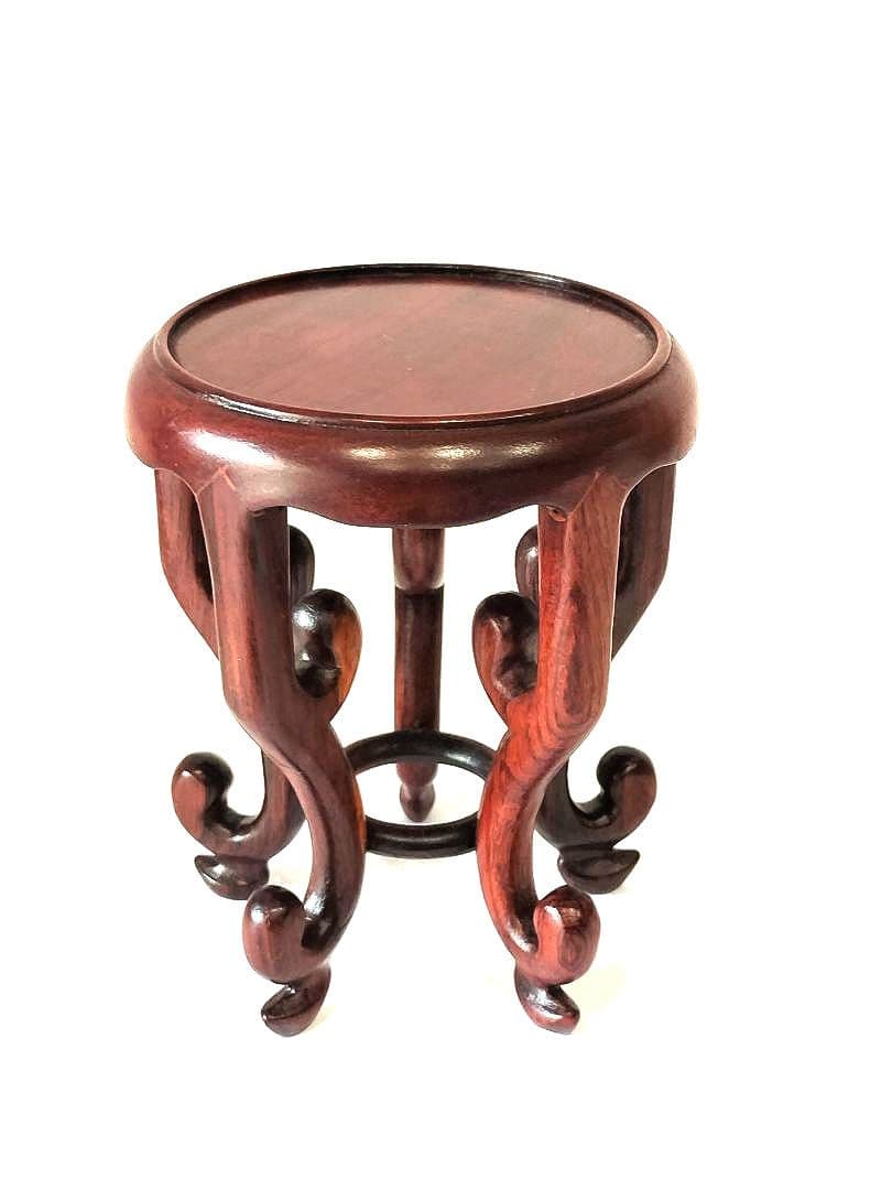 ❤【新品・未使用品含】盆栽卓　3個セット唐木 天然木 円式五足 花台 盆栽台