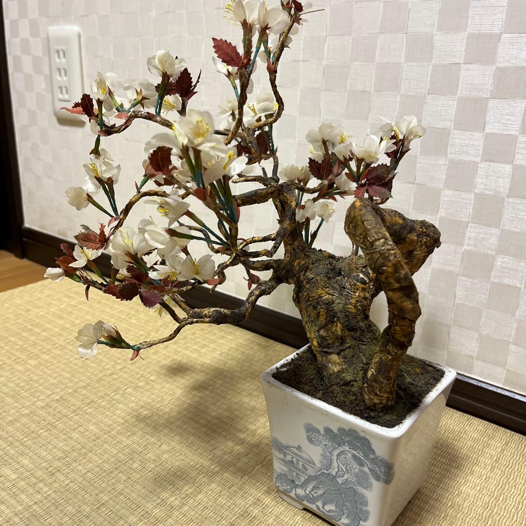 桜の造花 盆栽風アートフラワー 陶器鉢付き