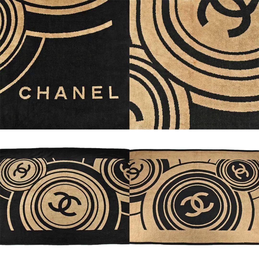 CHANEL タオルケット 黒・ベージュ