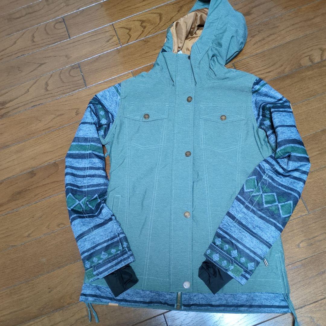 ROXY　スノボウェア　上下セット　総柄　カーキ　モスグリーン　Ｓ