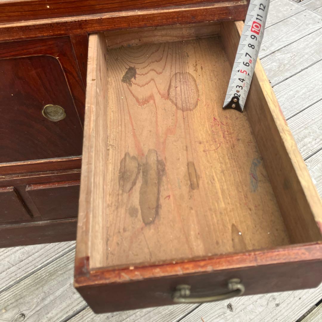 昭和レトロ 無垢材 茶箪笥 すりガラス サイドボード 古家具 古民家 ビンテージ