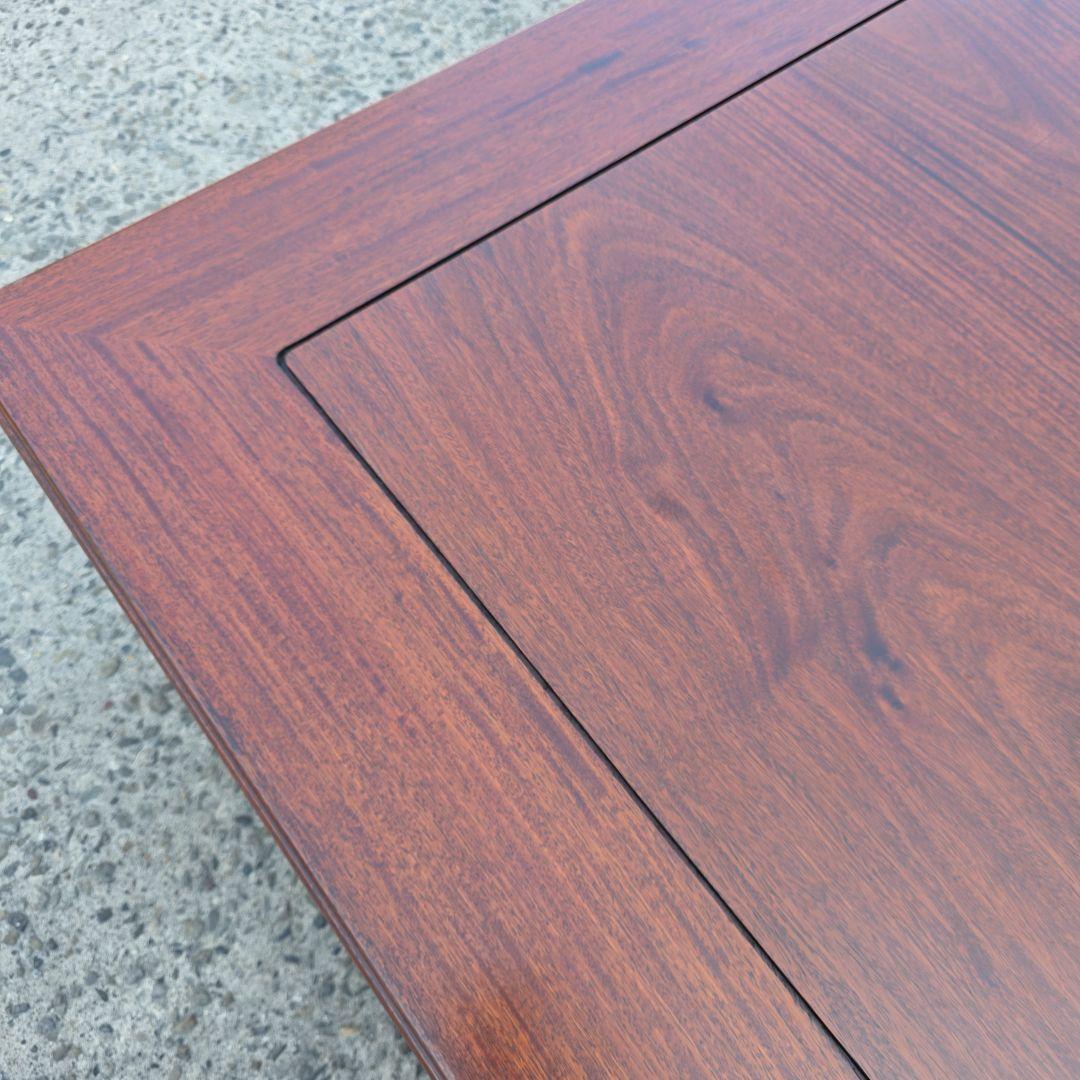 座卓 アンティーク 中森喜三郎 木製彫刻入り 花梨 漆 ダークブラウン