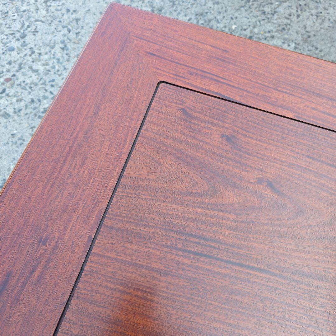 座卓 アンティーク 中森喜三郎 木製彫刻入り 花梨 漆 ダークブラウン