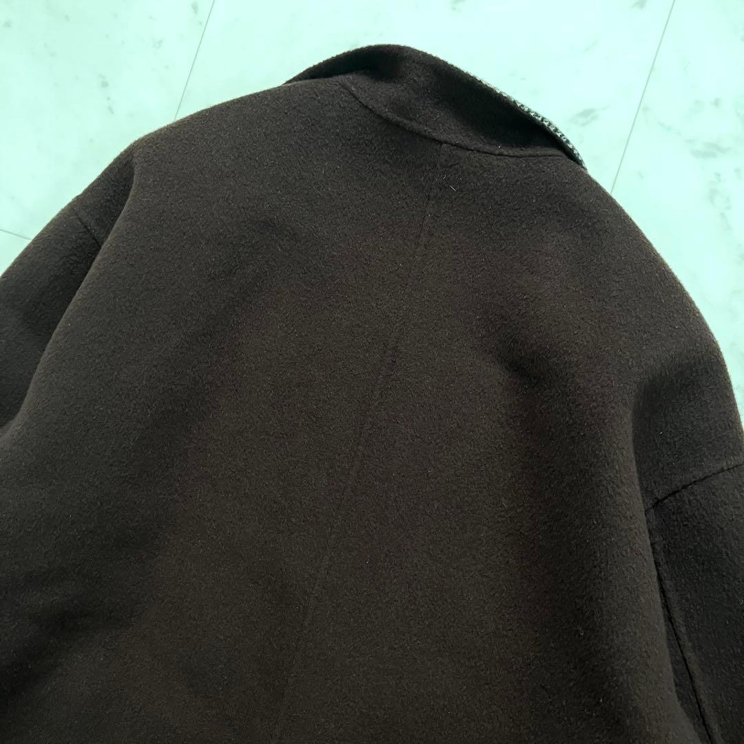 プラージュ ウールリバーコート リバーシブル ブラウン チェック 38