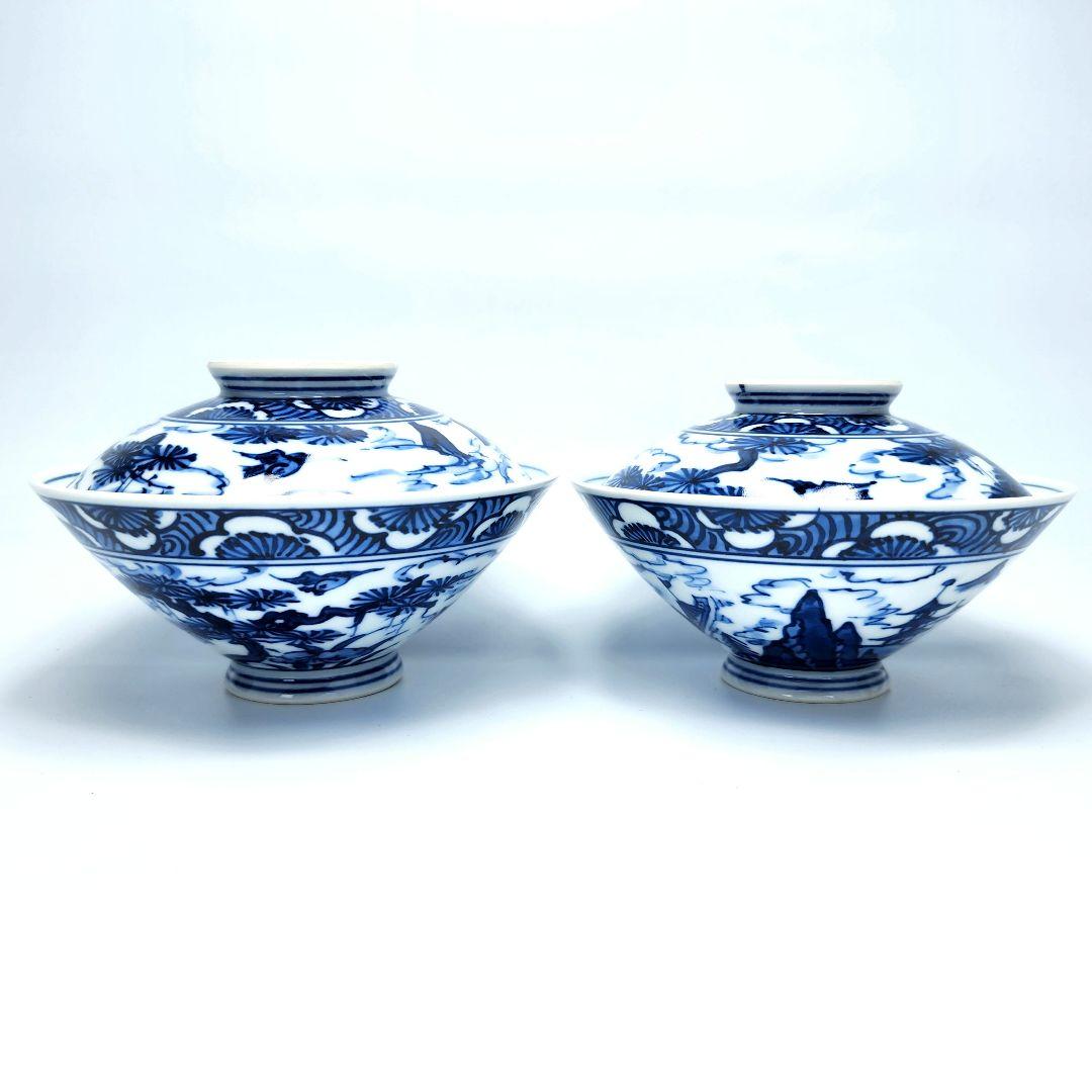 睦揃 飯椀 湯呑 清水焼 染付山水絵 平安京泉