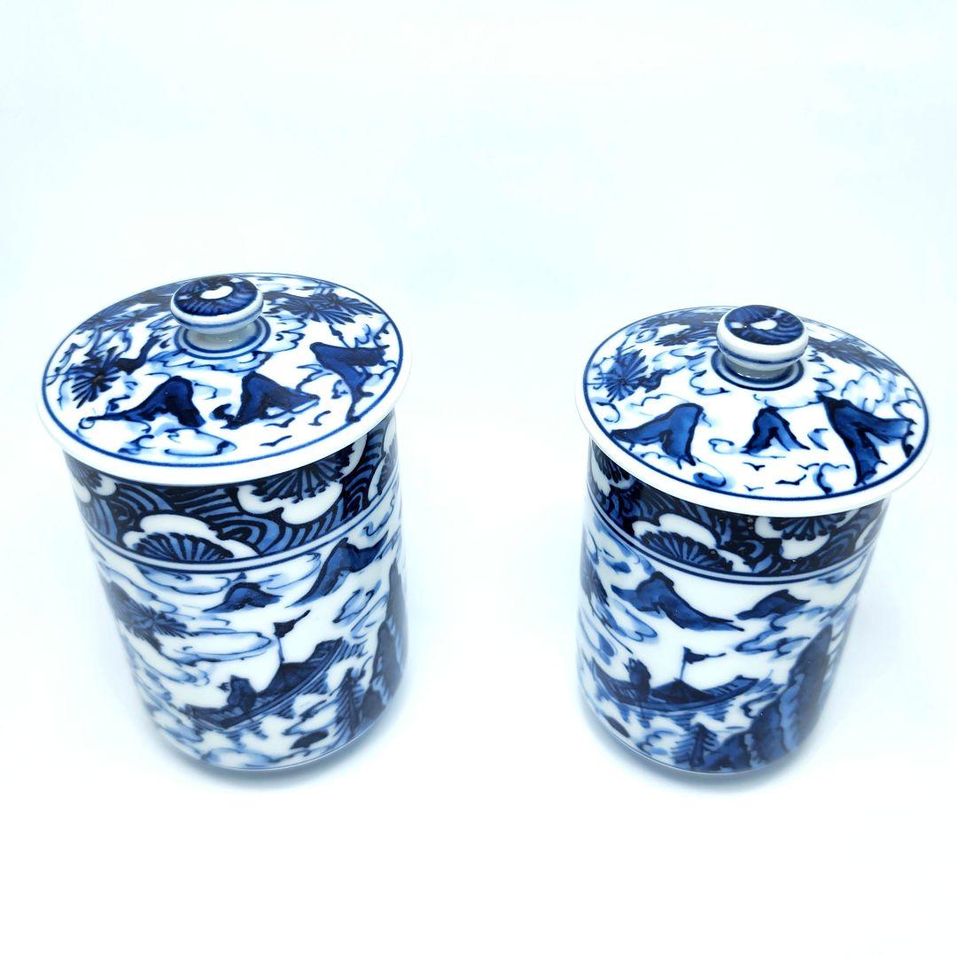 睦揃 飯椀 湯呑 清水焼 染付山水絵 平安京泉