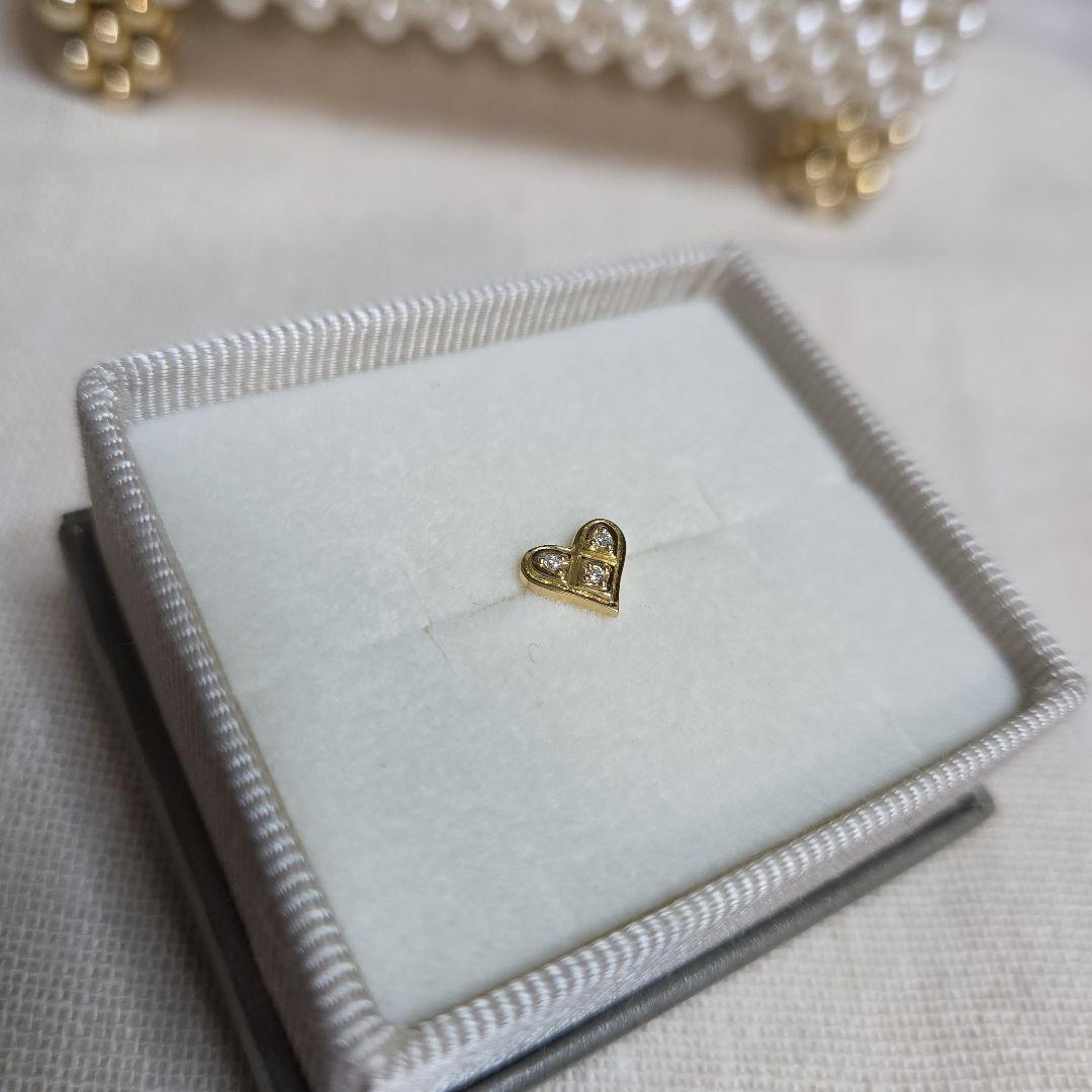 AHKAH K18YG ハート ダイヤ ピアス
