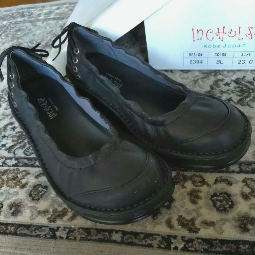 未使用 インコルジェ バレエシューズ 8394 レースアップ リボン ブラック