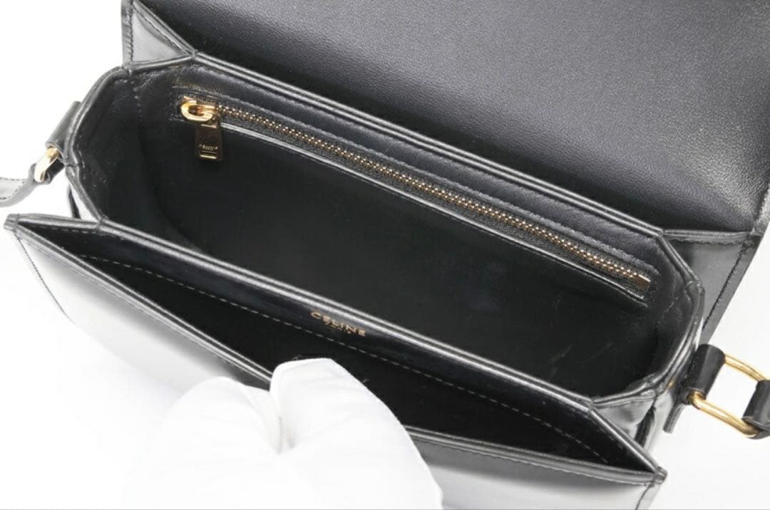 セリーヌ／CELINE ティーン ブザス トリオンフショルダーバッグ黒ラスト1点