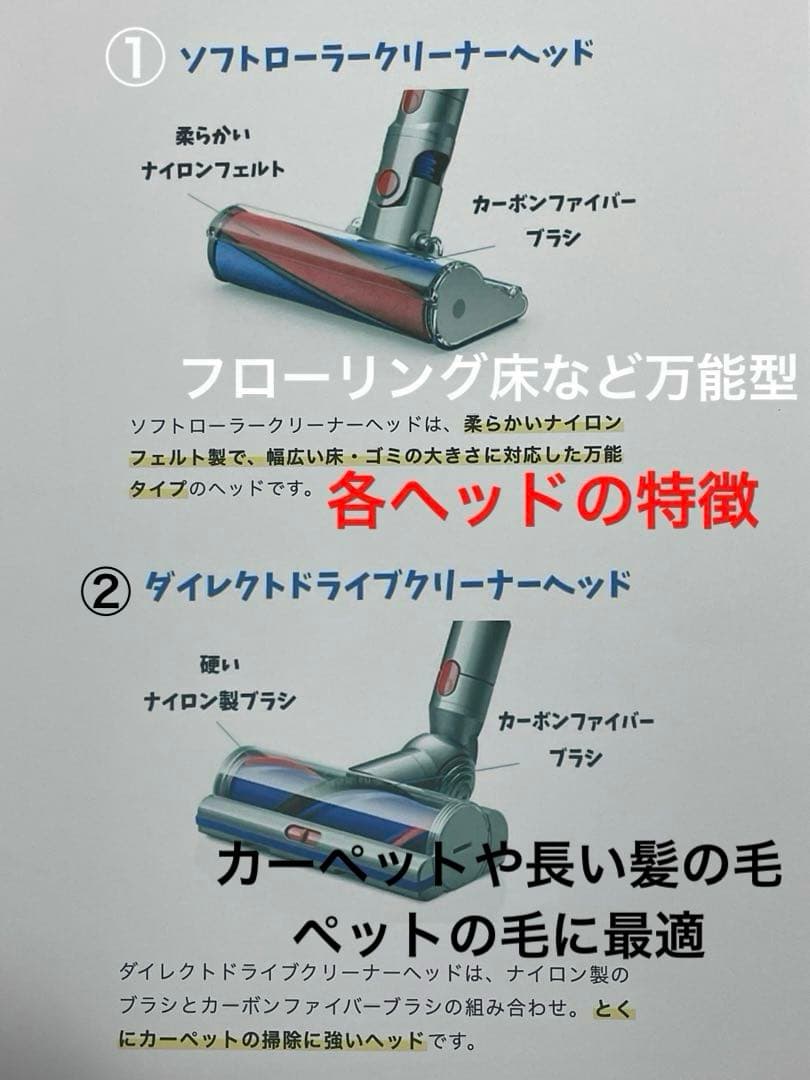 ダイソン① SV15V11 純正スタンド ２本のパイプ ヘッド選択式　フルパーツ