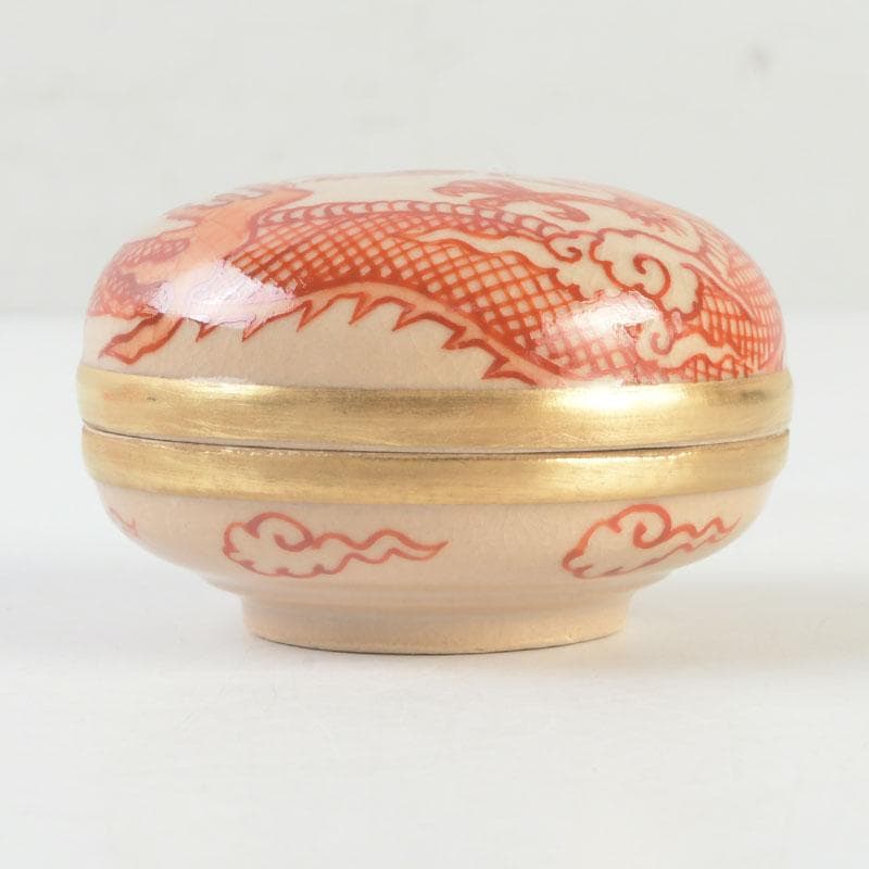 茶道具　萬古焼　加賀瑞山造　赤絵　翔龍香合　共箱　V　9780