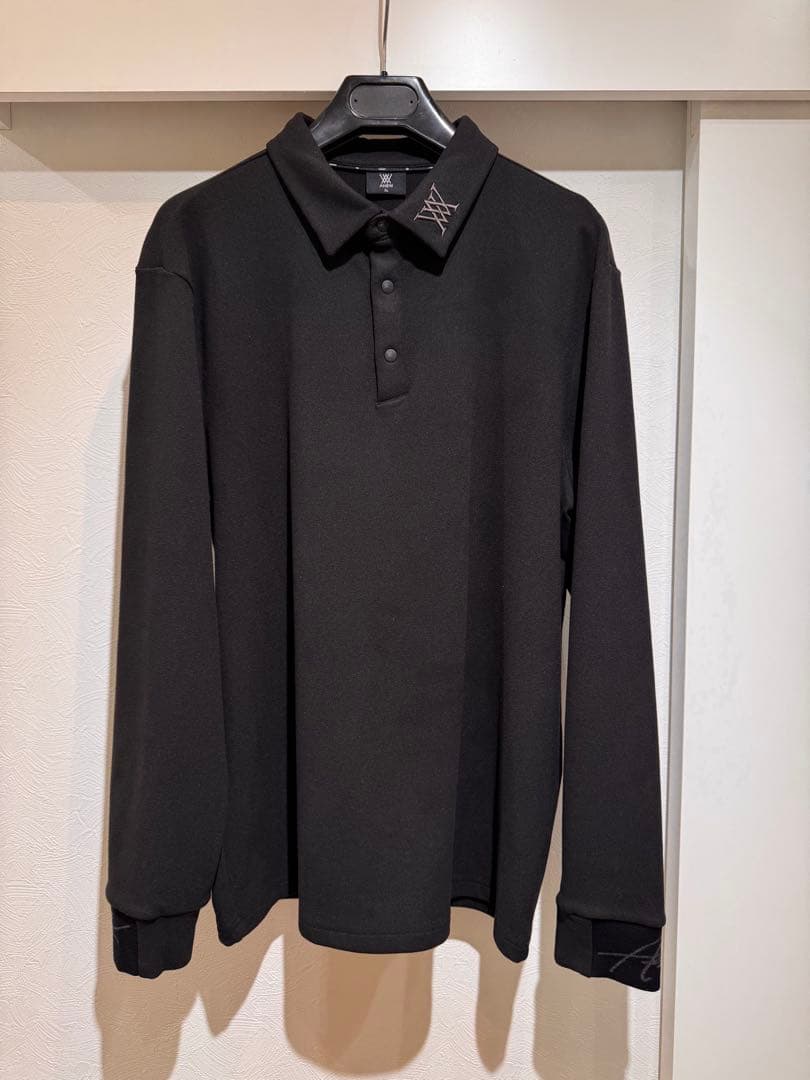 美USED ANEW GOLF メンズ FW袖リブ厚手ストレッチポロ アニュー