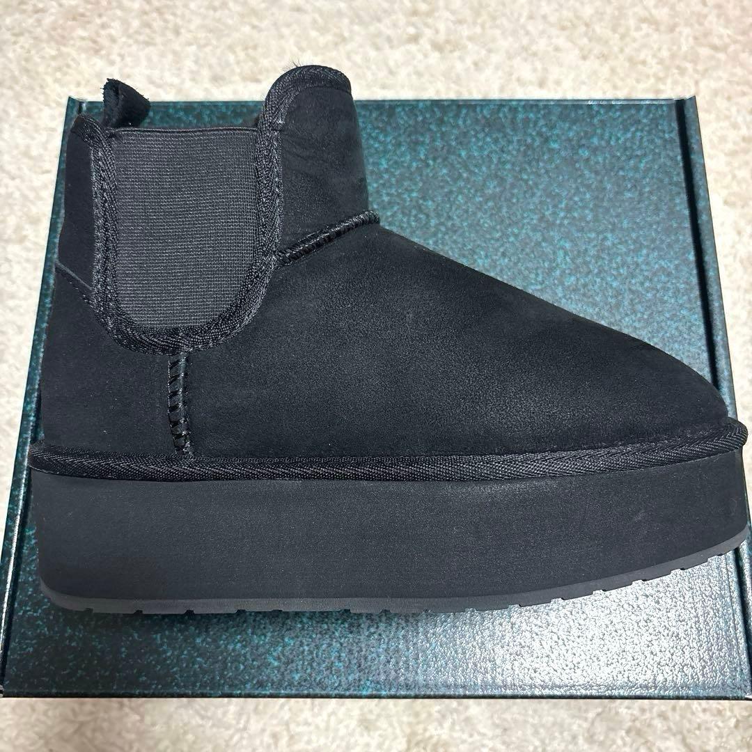 EMU Australia サイドゴア 厚底 ムートンブーツ (ブラック)