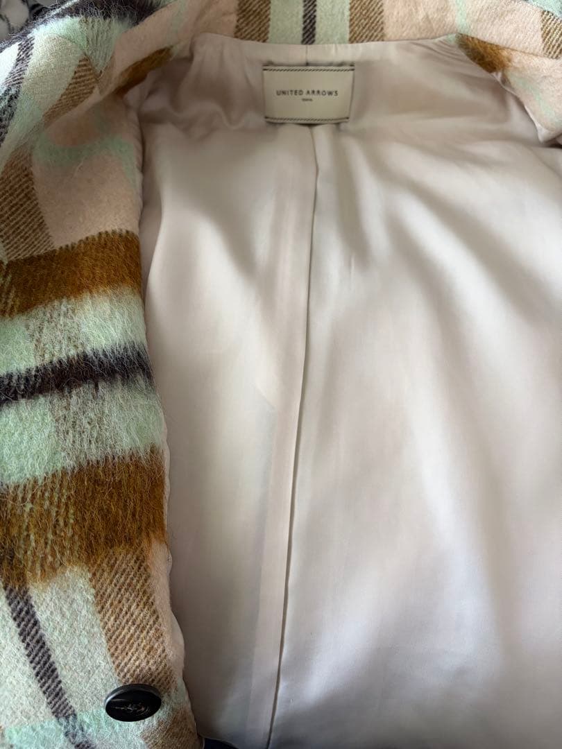 UNITED ARROWS チェック柄 ダブルブレストコート