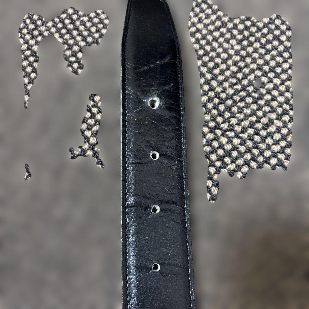 HERMES 黒レザーベルト H型バックル