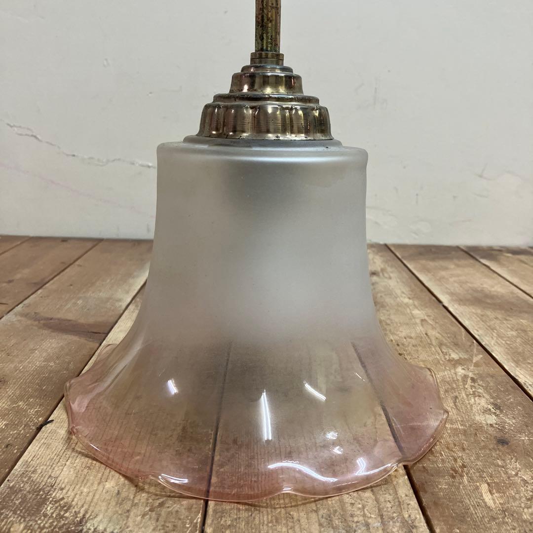 D-2 昭和レトロ フリル型 ガラスシェード ペンダントライト シーリングライト