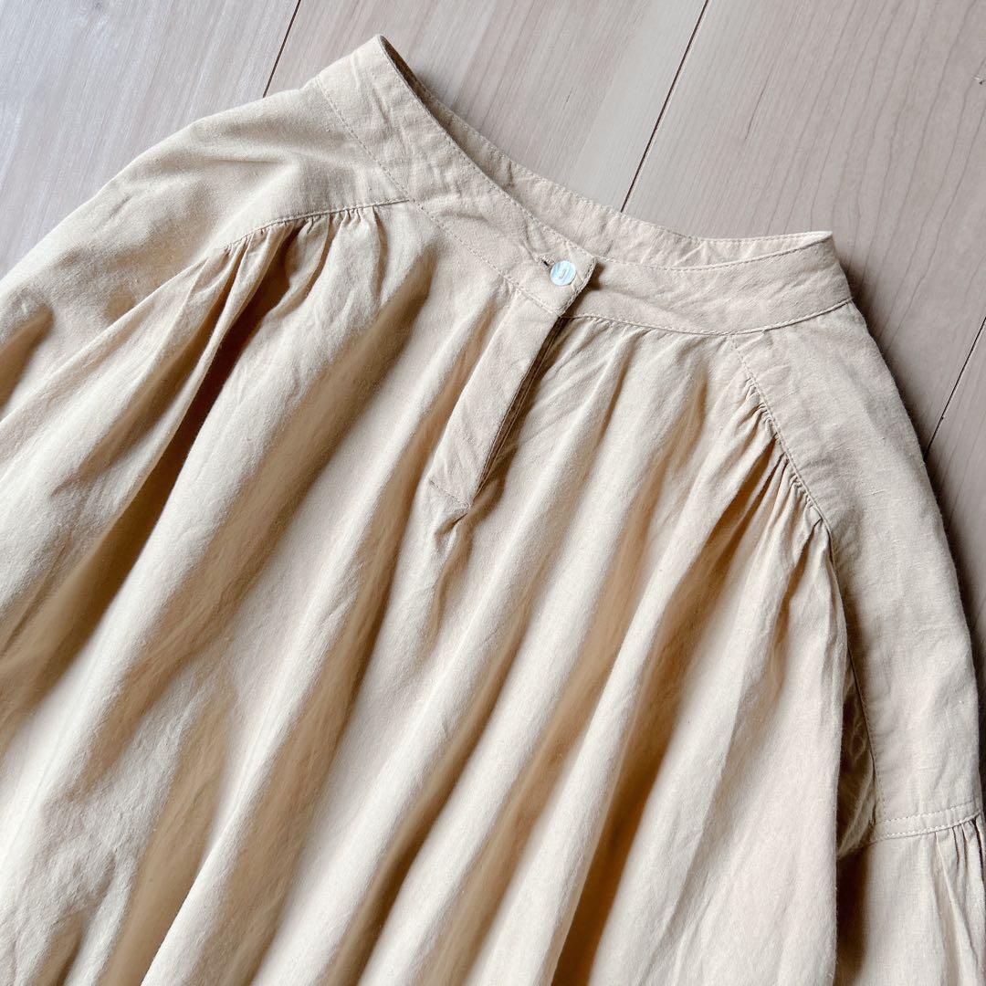 美品＊kagure かぐれ インド綿 コットンスモッキングブラウス ベージュ