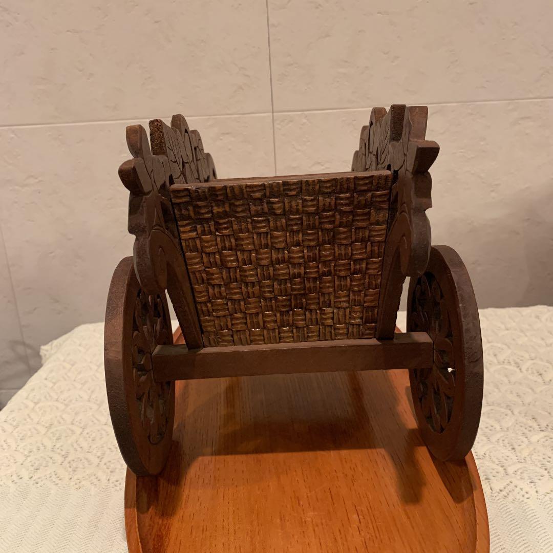 スミレ　手押し車　花籠　花車　木製　ヴィンテージ