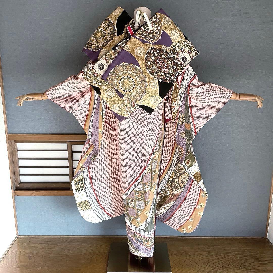 振袖フルセット　のしめ絞り柄　成人式振袖　振袖　裄丈69 ますいわ屋謹製