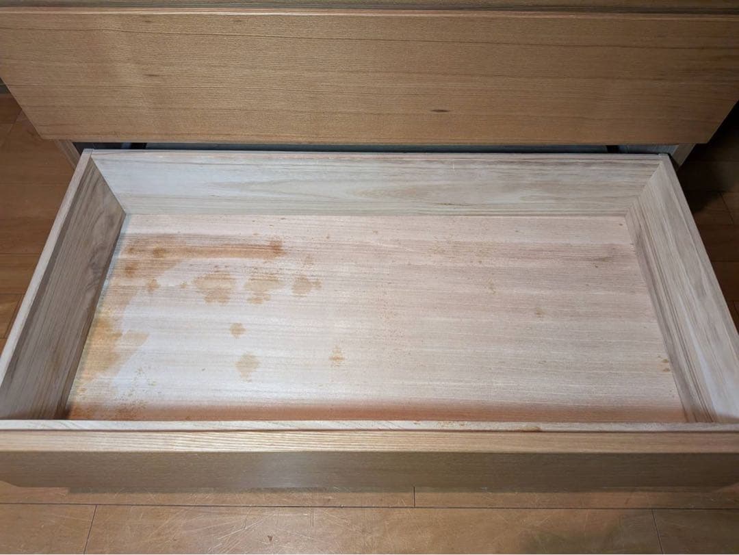 ■送料込■無印 木製チェスト タモ材 4段ワイド 衣類収納 廃盤 タンス 棚