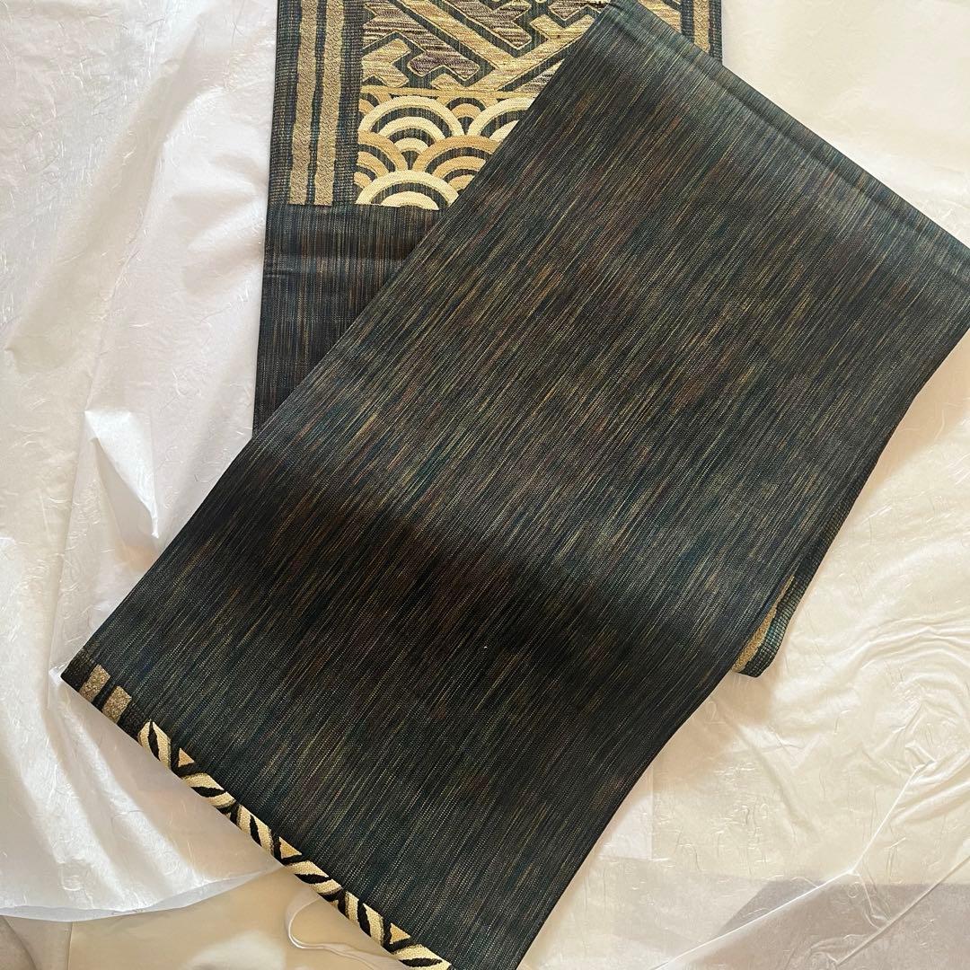 未使用　袋帯　唐巻金