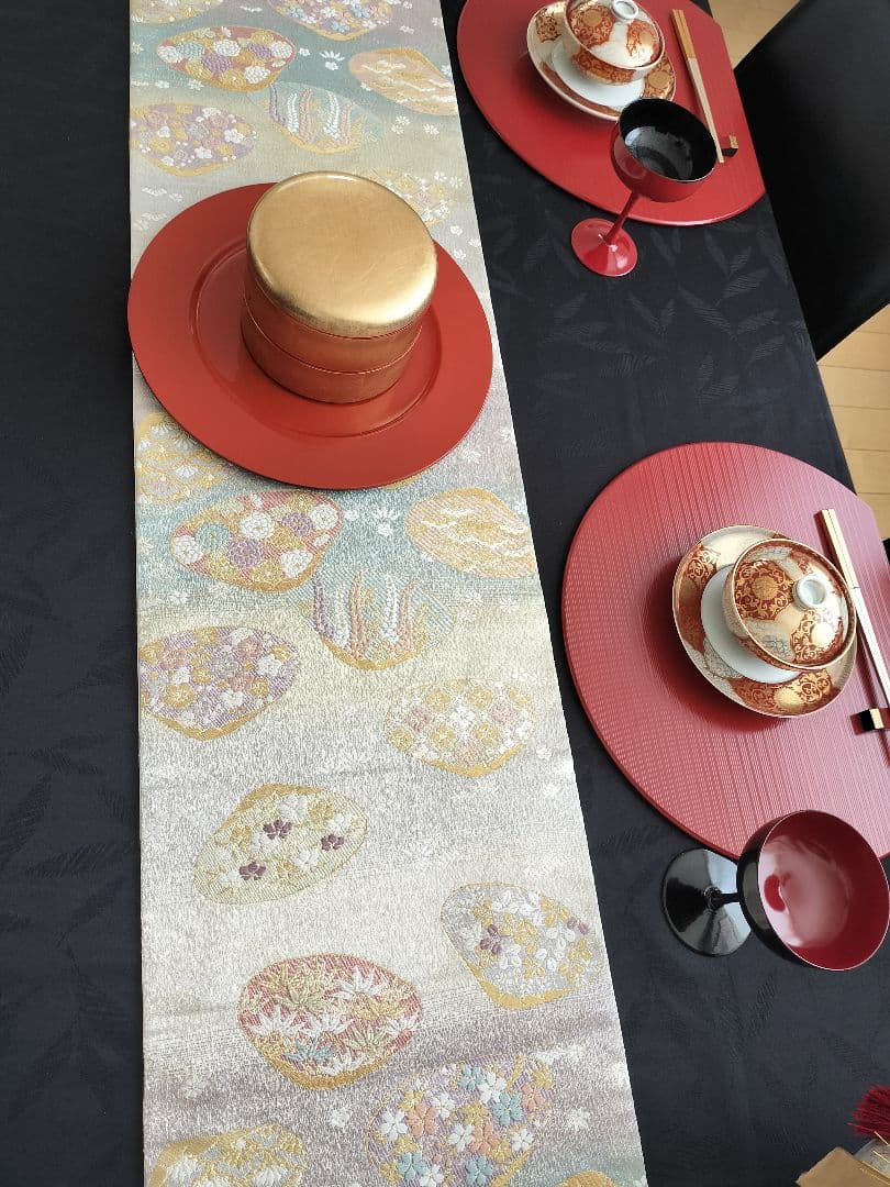 A717高級‼️ひな祭り‼️袋帯テーブルランナー2m17cm