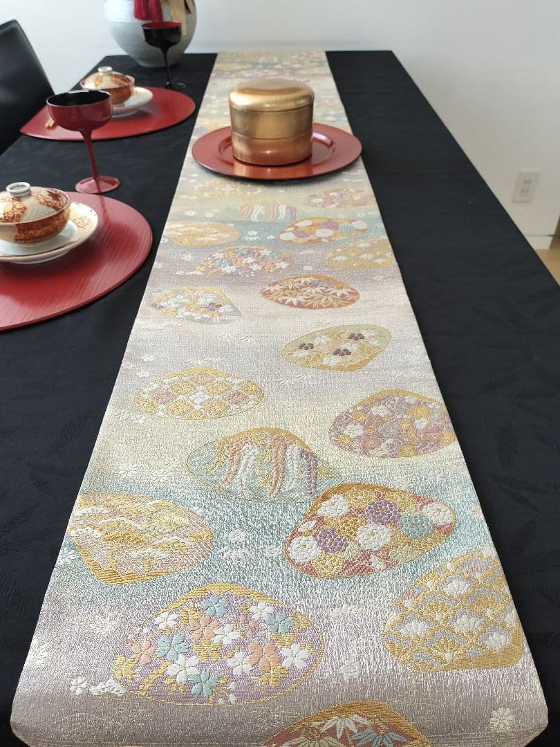 A717高級‼️ひな祭り‼️袋帯テーブルランナー2m17cm