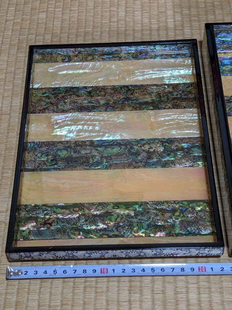 ♦木製 花唐草 蝶文様 極細密 螺鈿装飾細工 飾り箱 文箱 類品なし 一点物