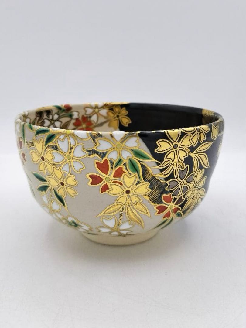 b417 茶碗 枝垂桜 掛分 宮川香雲 木箱 茶道具 古物