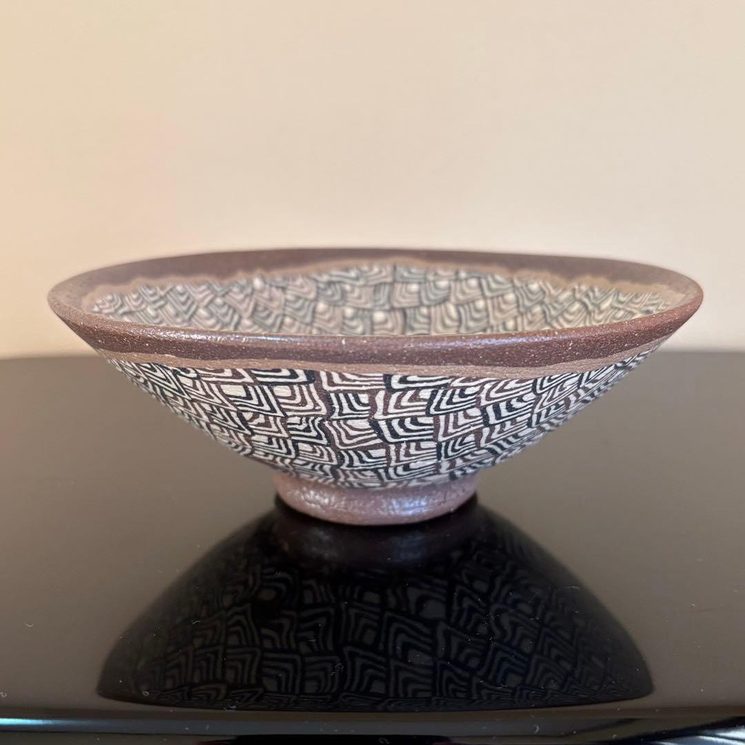 茶道具 練込茶碗 水野教雄 共箱・共布・栞付き