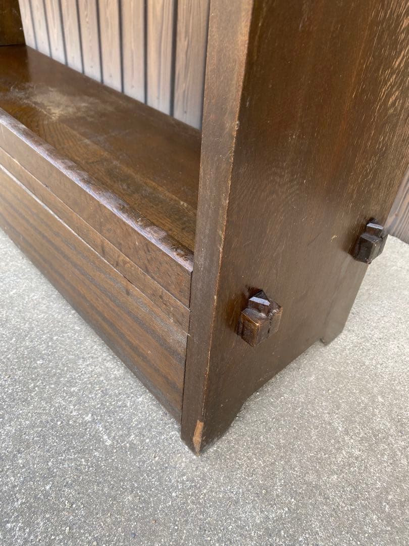 木製本棚　くさび棚　古家具　アンティーク　古道具　引き出し　シェルフ　棚　レトロ