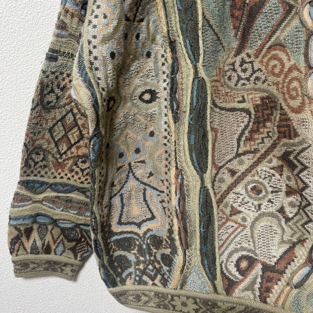 COOGI クージー 3Dニット ポロ襟 ウール100% 立体編み L 古着