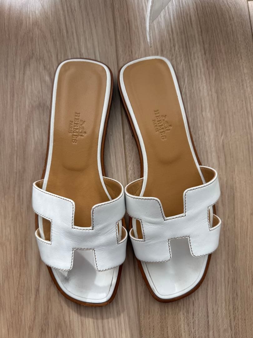 HERMES エルメス オランサンダル ホワイト36.5