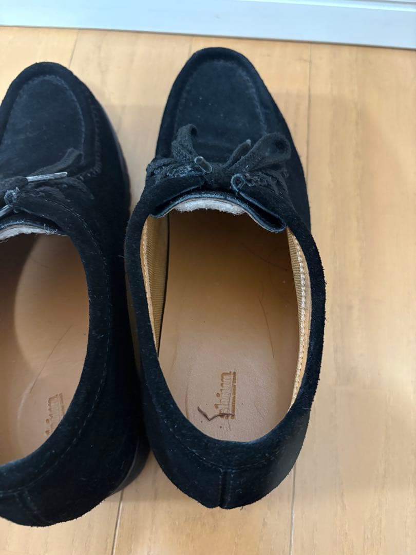 25.5-26.5cm相当 shiunブラックスエードモカシンシューズ