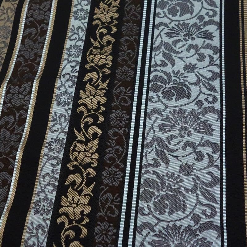 博多織 名古屋帯 博多帯 八寸帯 新品 仕立て込み 正絹 黒 縞 井上絹織