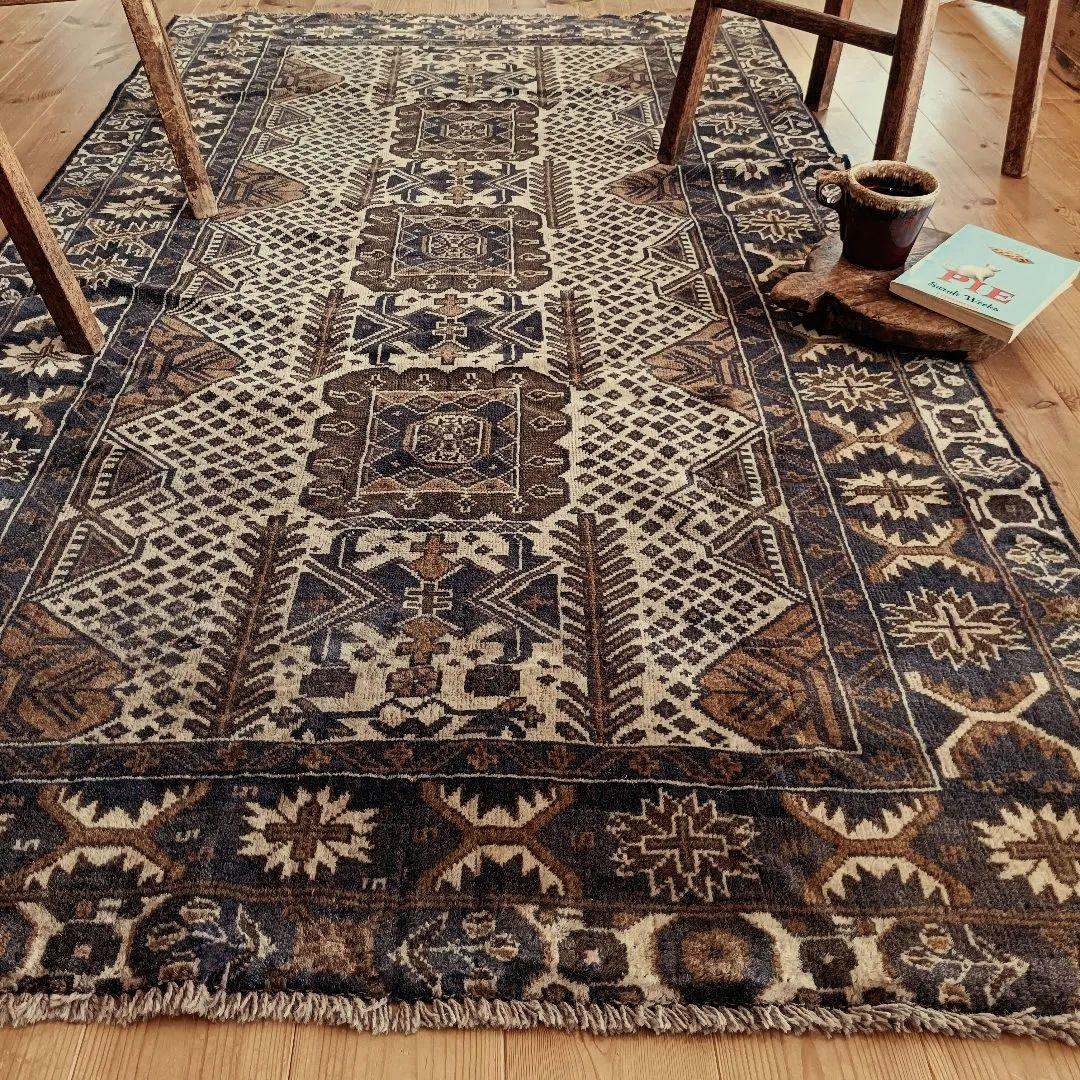 【値下げご依頼】60s ロング！L195cm トライバルラグ ヴィンテージラグ