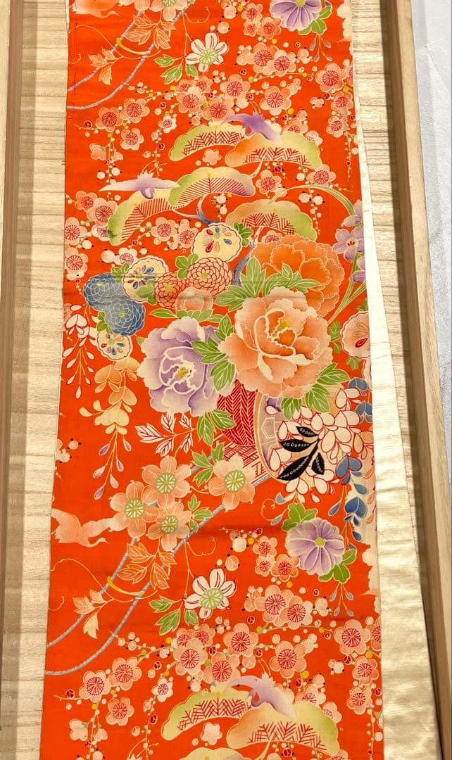 極美品◇白繻子 花車のアンティーク昼夜帯 鶴 松 デッドストック