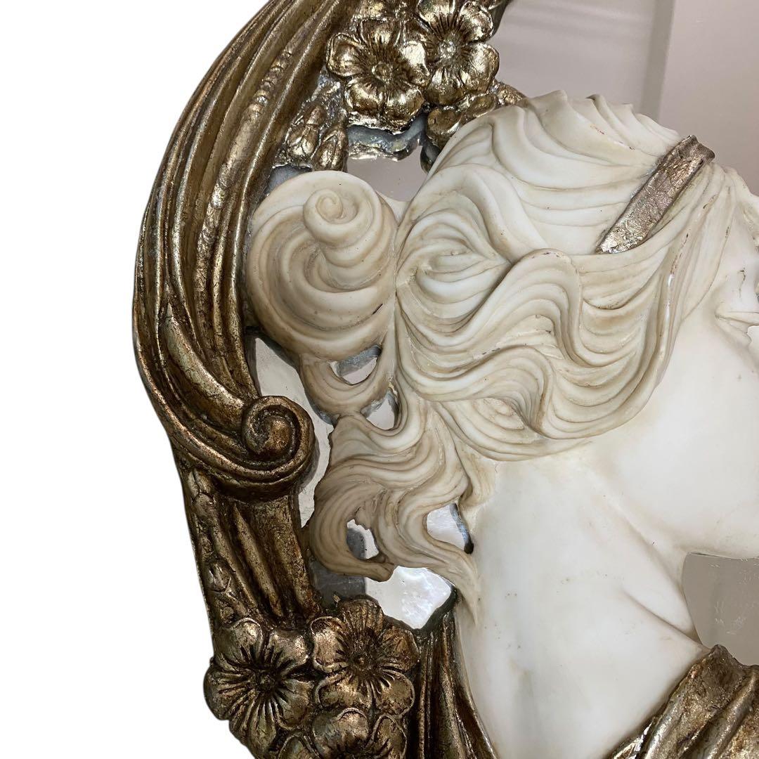 【良品】ロココアンティーク　イタリア　豪華　西洋美人像　壁掛け　鏡