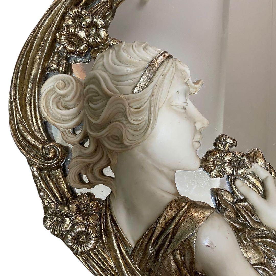 【良品】ロココアンティーク　イタリア　豪華　西洋美人像　壁掛け　鏡