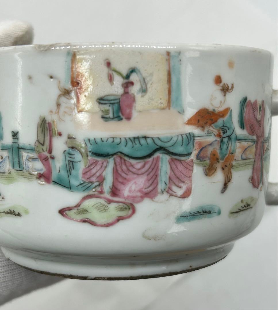 中国　清時代　粉彩人物紋急須　同治年製　送料込み1213