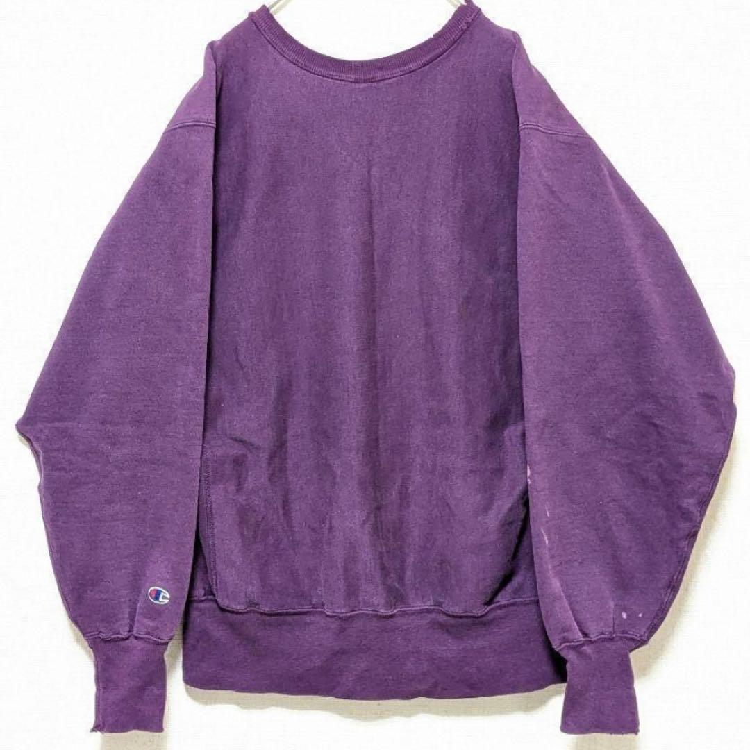 【激レアヴィンテージ古着】90sチャンピオンリバースウィーブIOWAボロ茄子紺