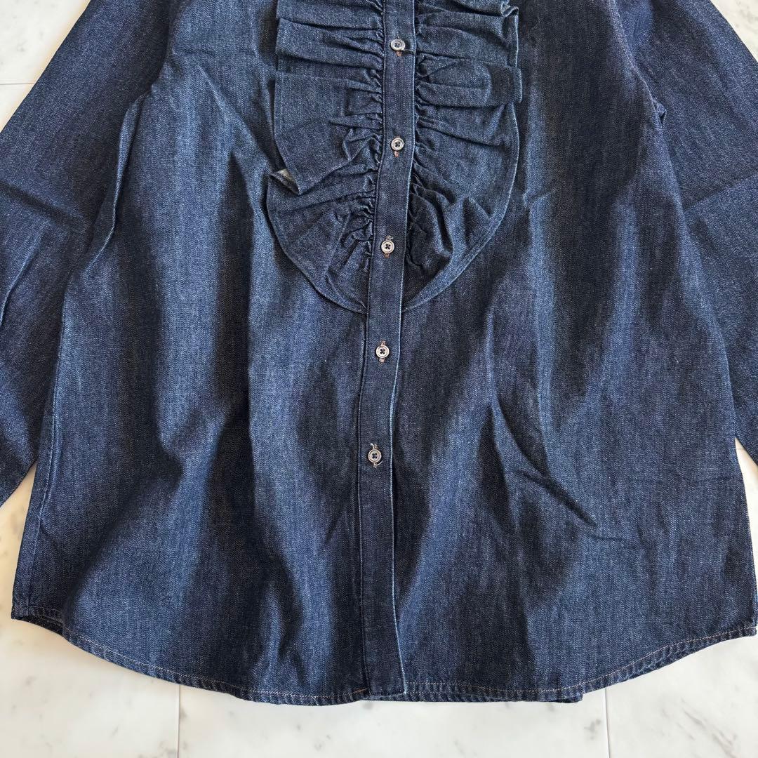 美品　マックスマーラ　タグ付き　白タグ　長袖デニムシャツ　フリルブラウス