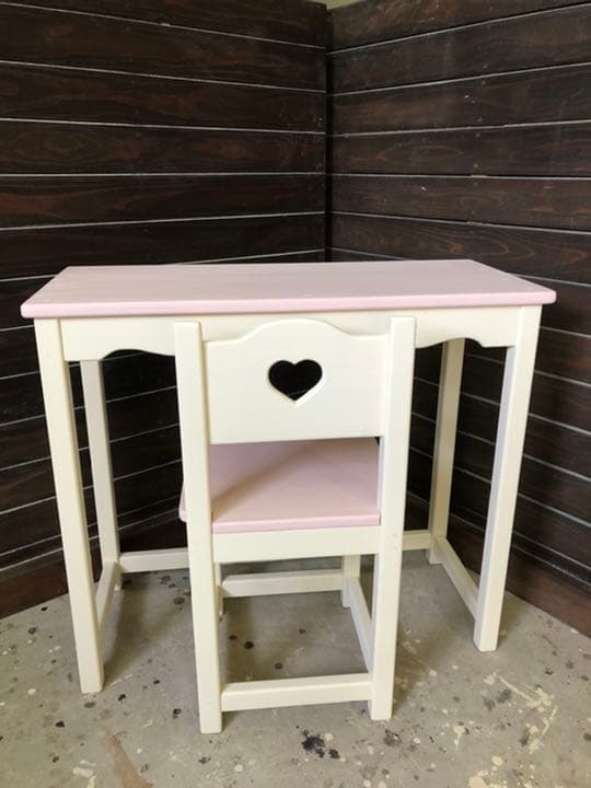 GDYN学習机チェアーセット　パステルピンクハート