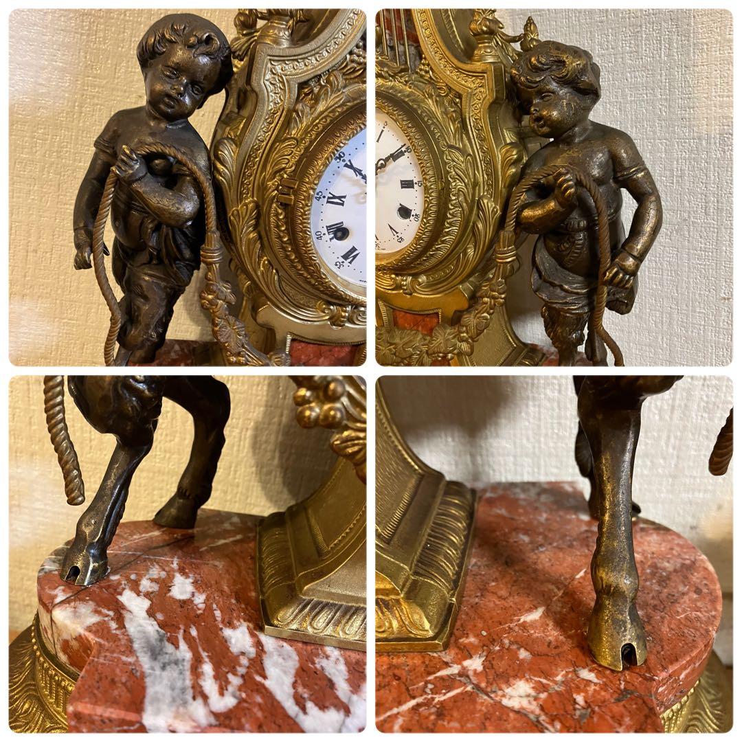 アンティーク Lancini イタリア 大理石 ジャンク 手巻き 真鍮 ブロンズ