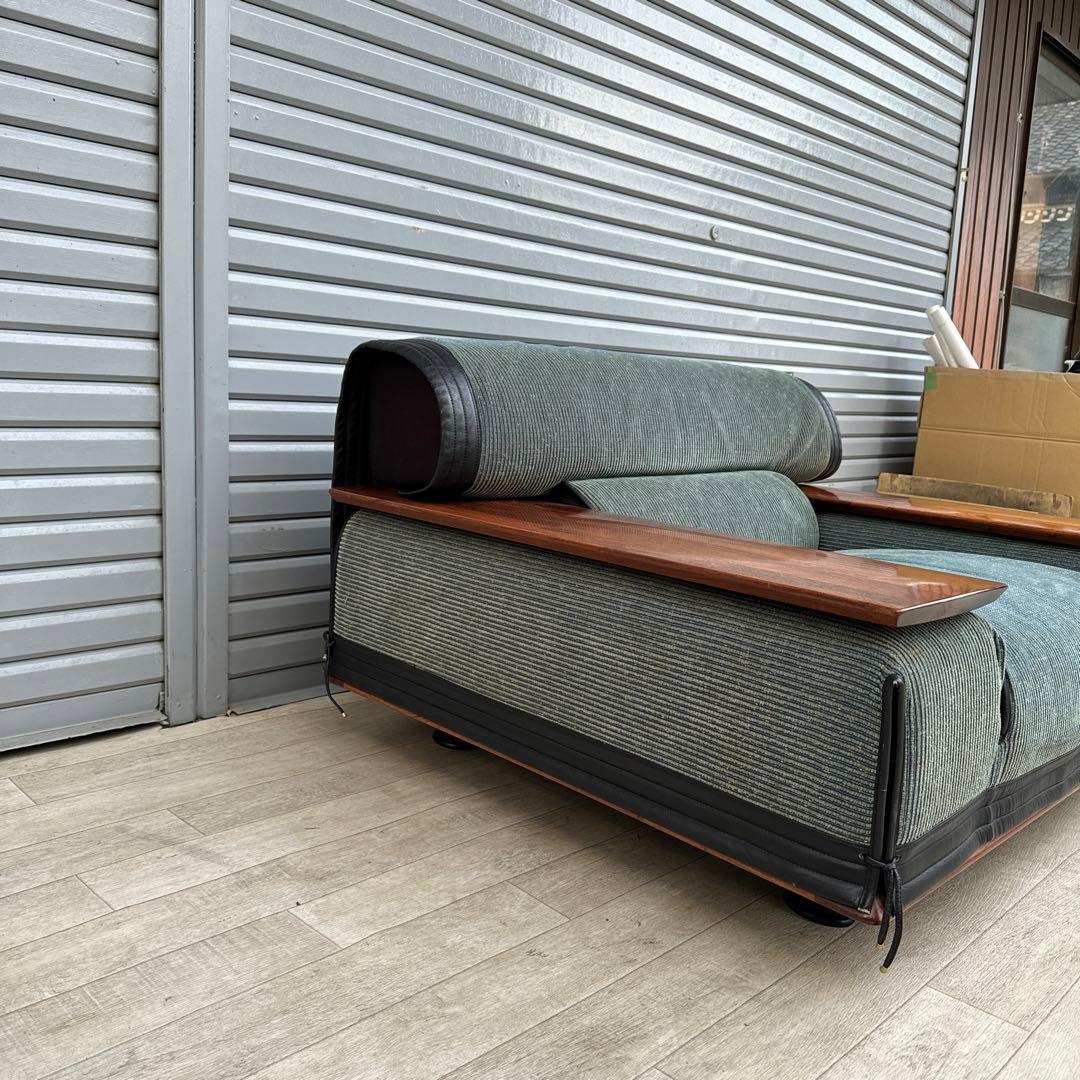 ビベンテ 1人掛けソファ カリン　花梨 ファブリック×革 アームソファ ②