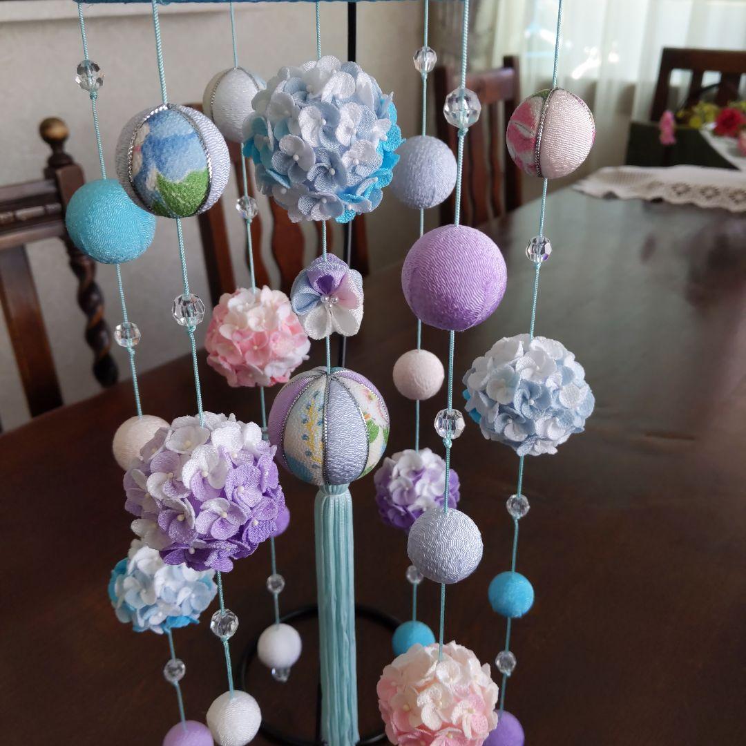 ちりめん細工　紫陽花の下げ飾り　marikomama5.5
