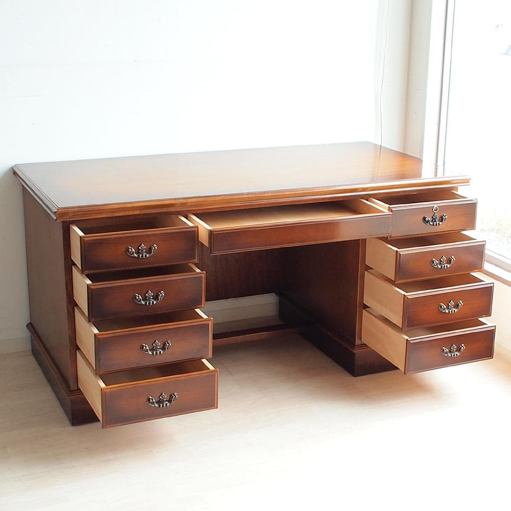 オールドカリモク コロニアル 両袖デスク 鍵無 ビンテージ ZR24010