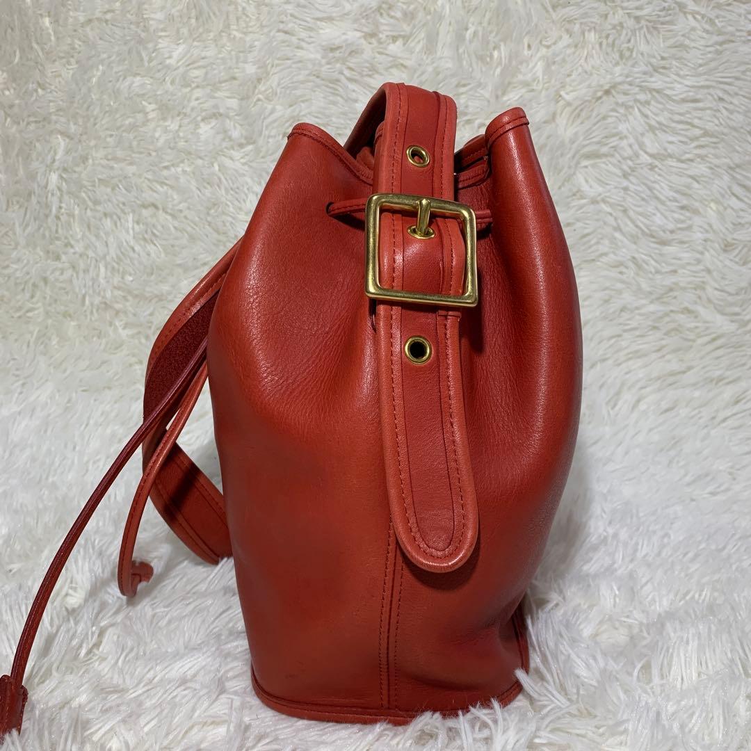 オールドコーチ ショルダーバッグ 9952 巾着型 レッド レザー 本革