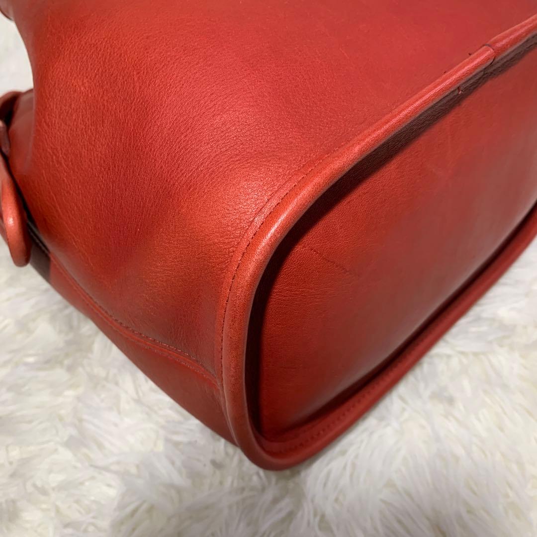 オールドコーチ ショルダーバッグ 9952 巾着型 レッド レザー 本革