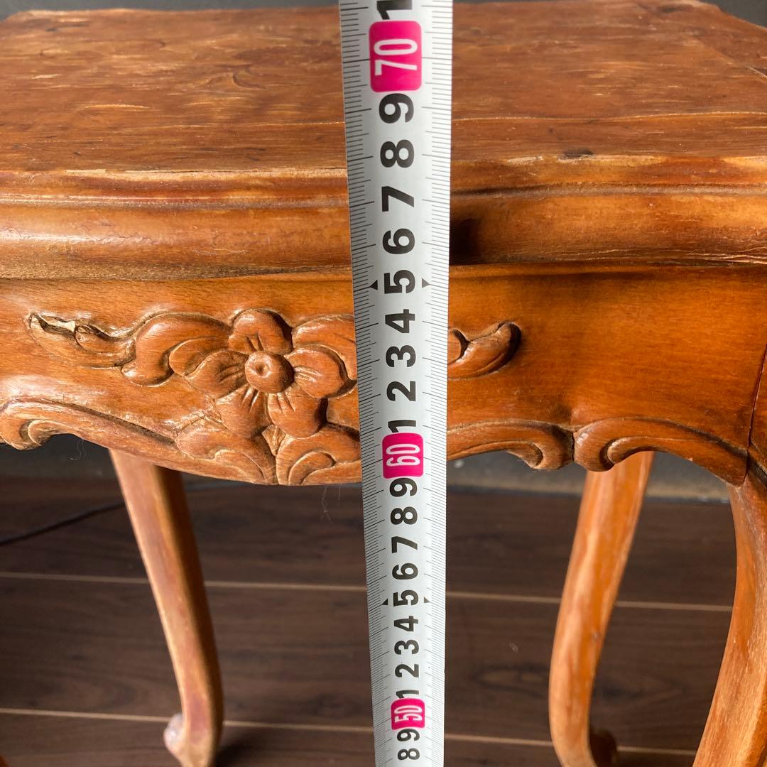 【送料込み】象嵌 猫脚　アンティーク　サイドテーブル　木製